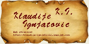 Klaudije Ignjatović vizit kartica